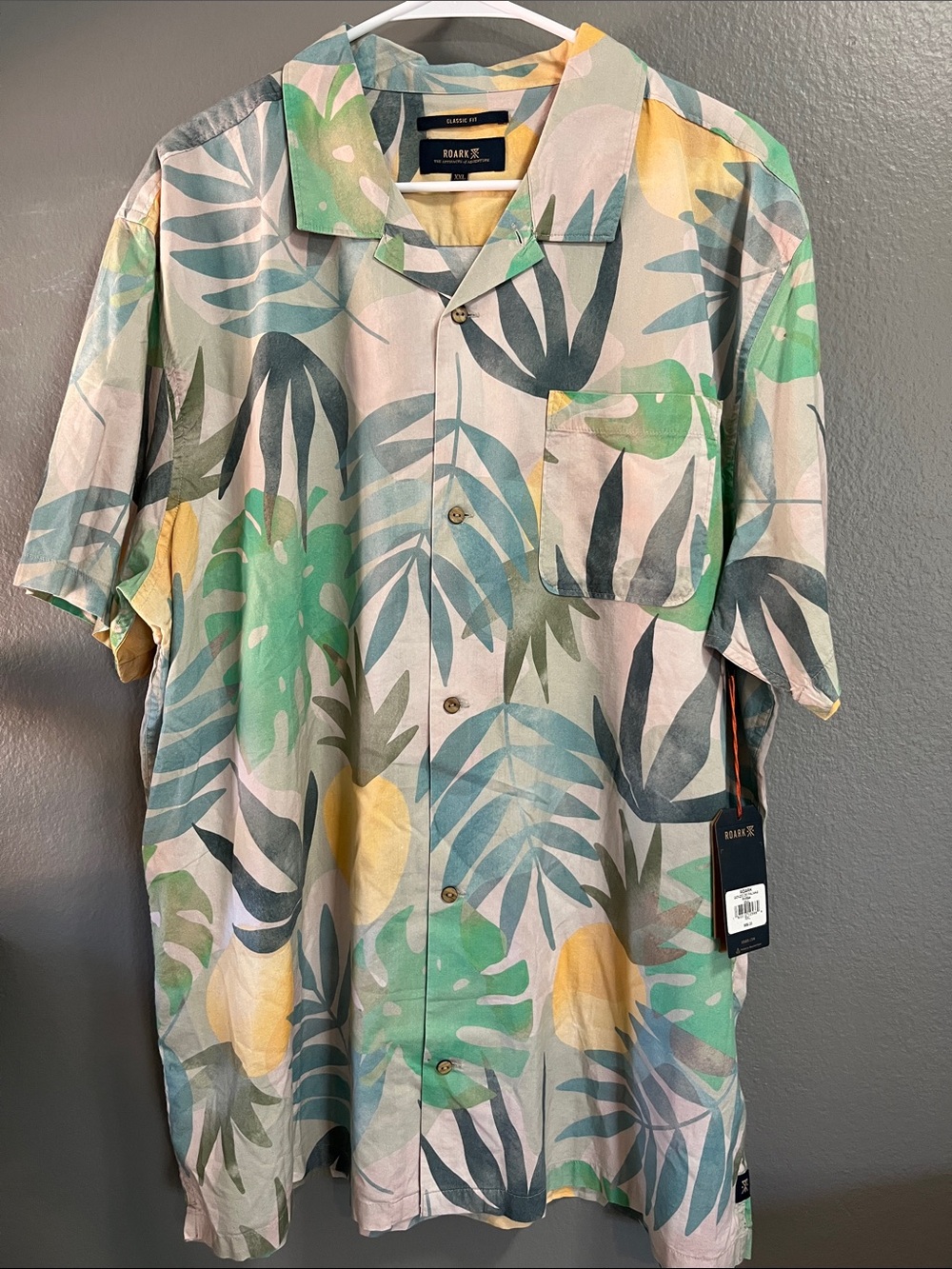 Roark Short-Sleeve Tropical Leaf Gonzo De Palmas Shirt in Mint XXL NEW